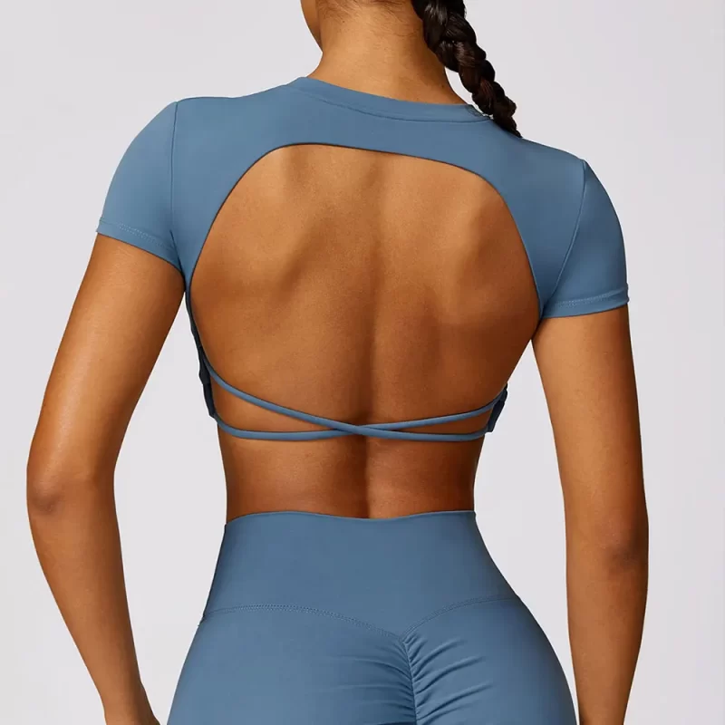 open back crop top - wholesale workout clothes - activewearvibe.com