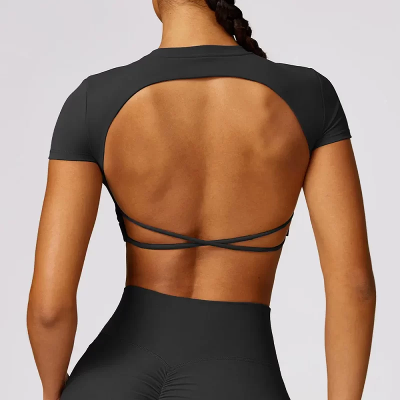 open back crop top - wholesale workout clothes - activewearvibe.com