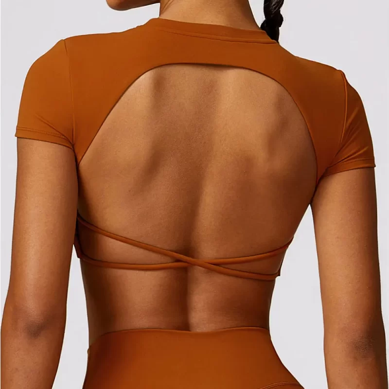 open back crop top - wholesale workout clothes - activewearvibe.com