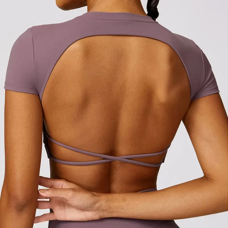 open back crop top - wholesale workout clothes - activewearvibe.com