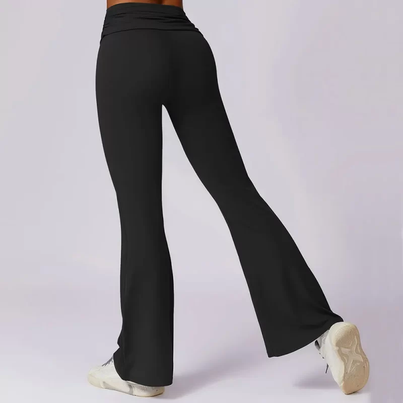 Ruched Waist Flare Leggings - wholesale workout clothes - activewearvibe.com