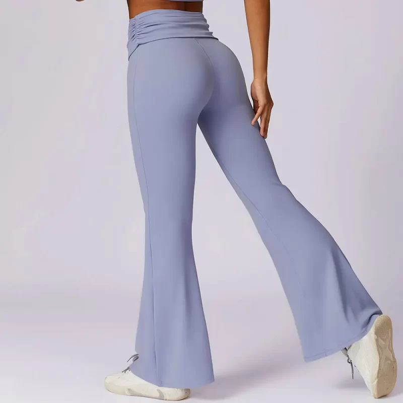 Ruched Waist Flare Leggings - wholesale workout clothes - activewearvibe.com