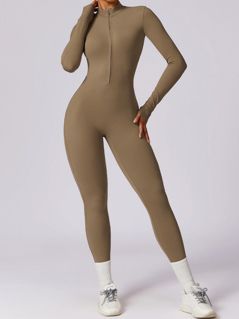 Long Sleeve Bodycon Jumpsuit - wholesale workout clothes - activewearvibe.com