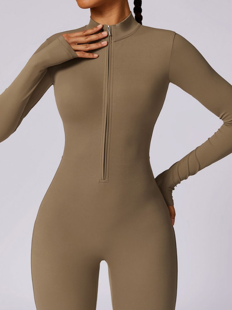 Long Sleeve Bodycon Jumpsuit - wholesale workout clothes - activewearvibe.com