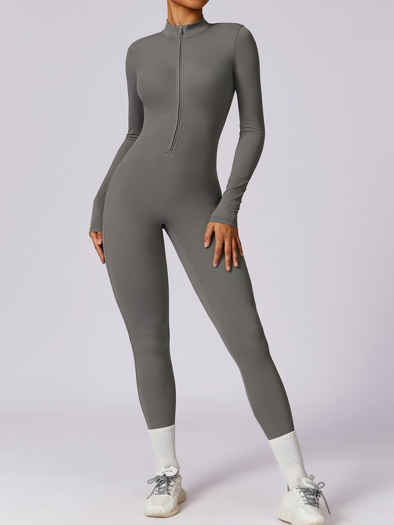 Long Sleeve Bodycon Jumpsuit - wholesale workout clothes - activewearvibe.com