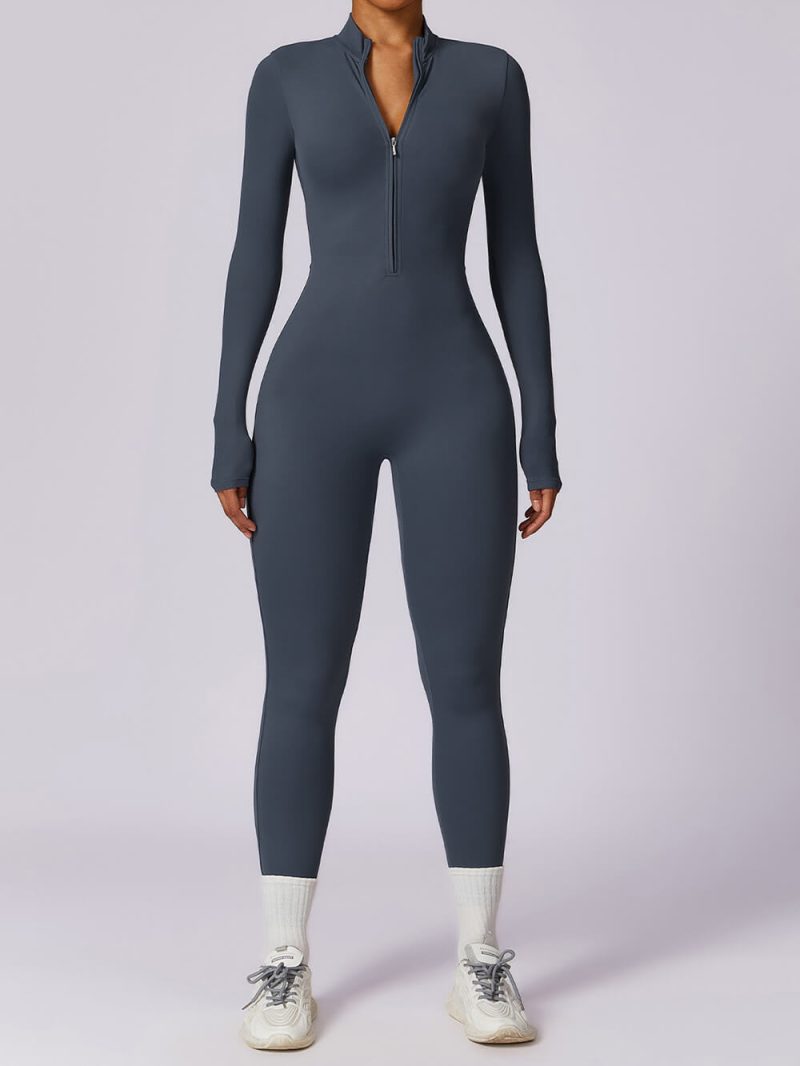 Long Sleeve Bodycon Jumpsuit - wholesale workout clothes - activewearvibe.com