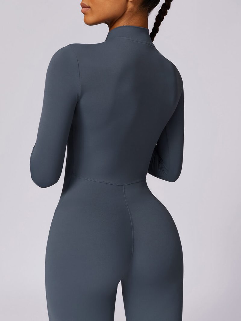 Long Sleeve Bodycon Jumpsuit - wholesale workout clothes - activewearvibe.com