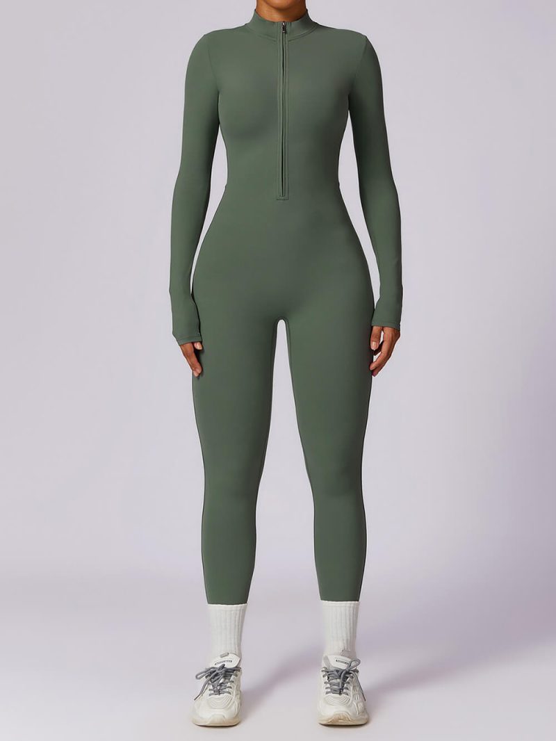 Long Sleeve Bodycon Jumpsuit - wholesale workout clothes - activewearvibe.com