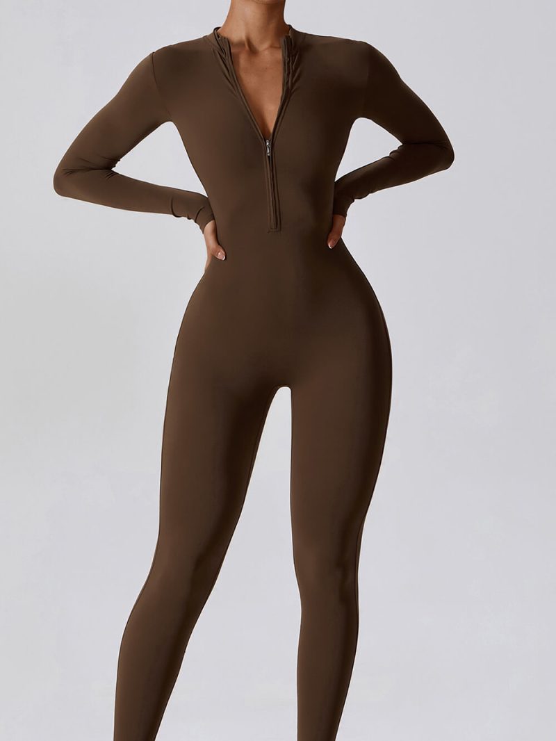 Long Sleeve Bodycon Jumpsuit - wholesale workout clothes - activewearvibe.com