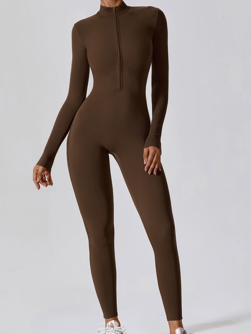 Long Sleeve Bodycon Jumpsuit - wholesale workout clothes - activewearvibe.com