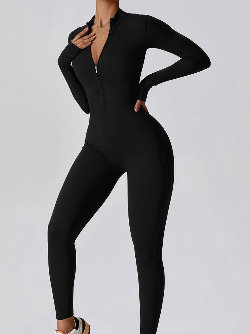 Long Sleeve Bodycon Jumpsuit - wholesale workout clothes - activewearvibe.com