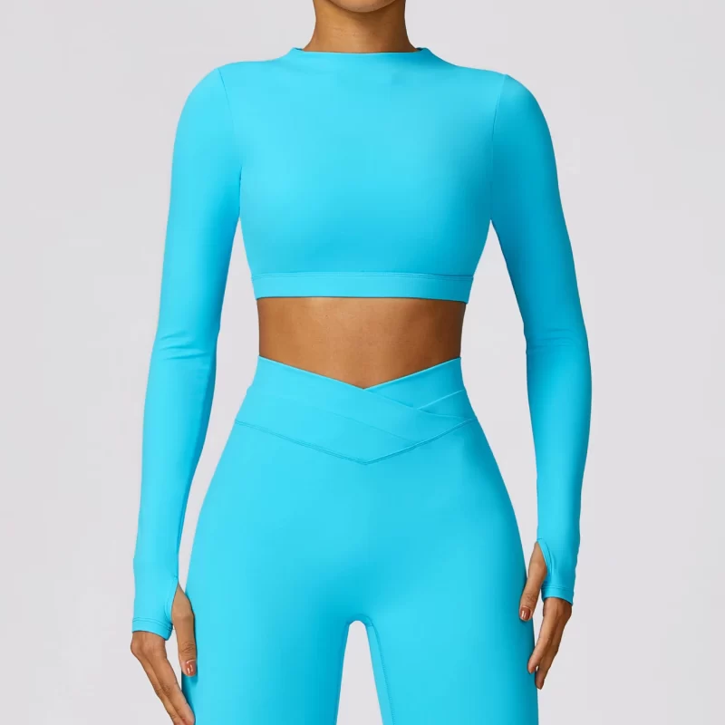 Long Sleeve Crop Top - wholesale workout clothes - activewearvibe.com