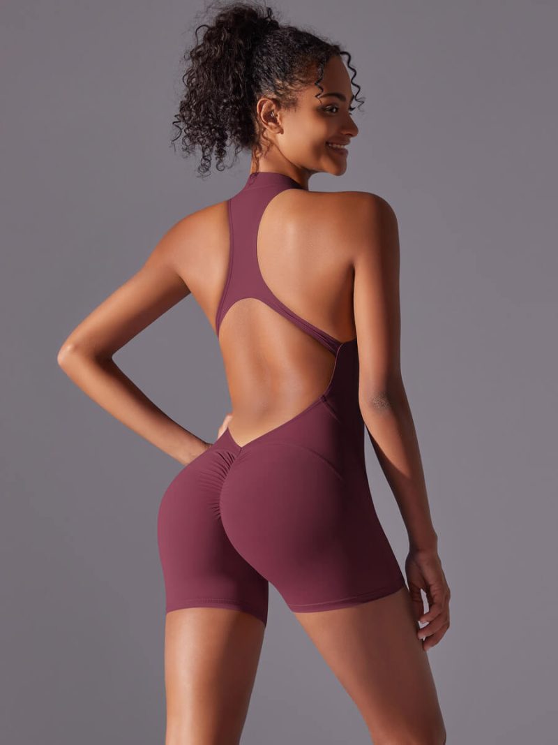 6660 - 'Caroline' V Back Scrunch Workout Romper_11