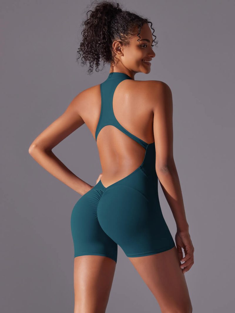 6660 - 'Caroline' V Back Scrunch Workout Romper_12